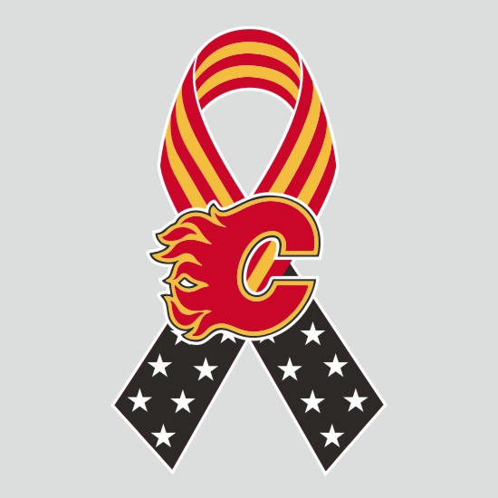 Calgary Flames Ribbon American Flag logo iron on paper